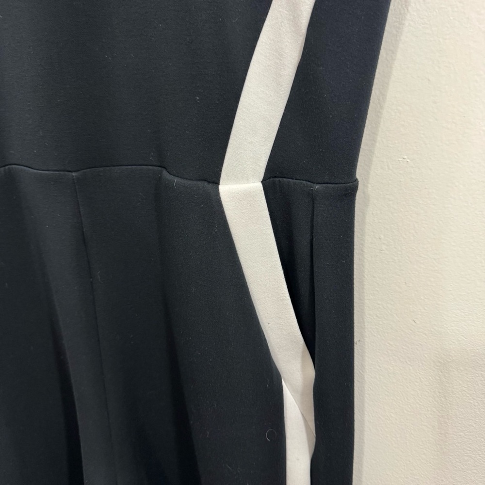 Spanx AirEssentials Mock Neck Striped Track Jumpsuit Very Black Wide Leg Size 2X - Picture 5 of 14